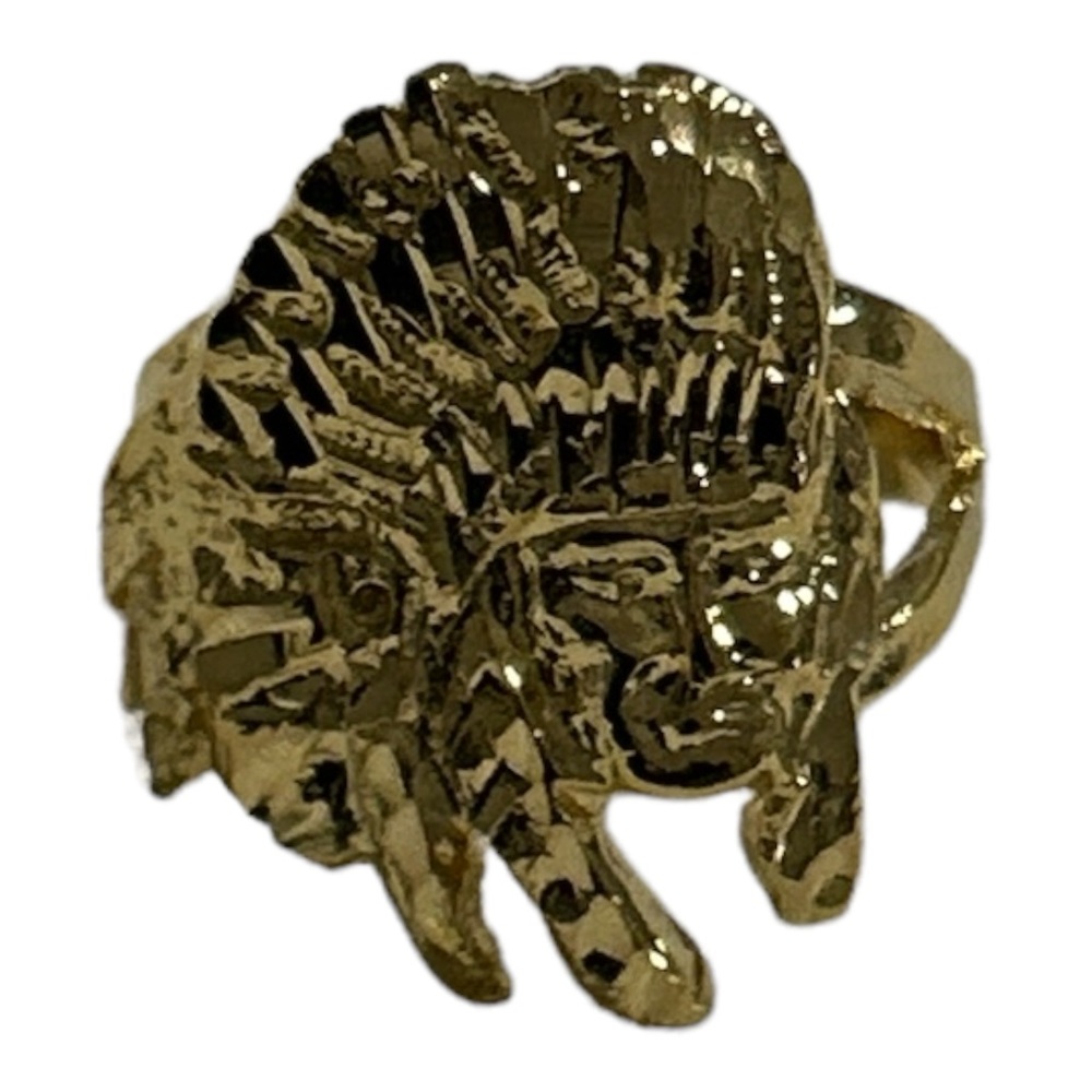 22K Yellow Gold layered Indian Chief Ring Men’s Size 8 Vintage New 5.8 g